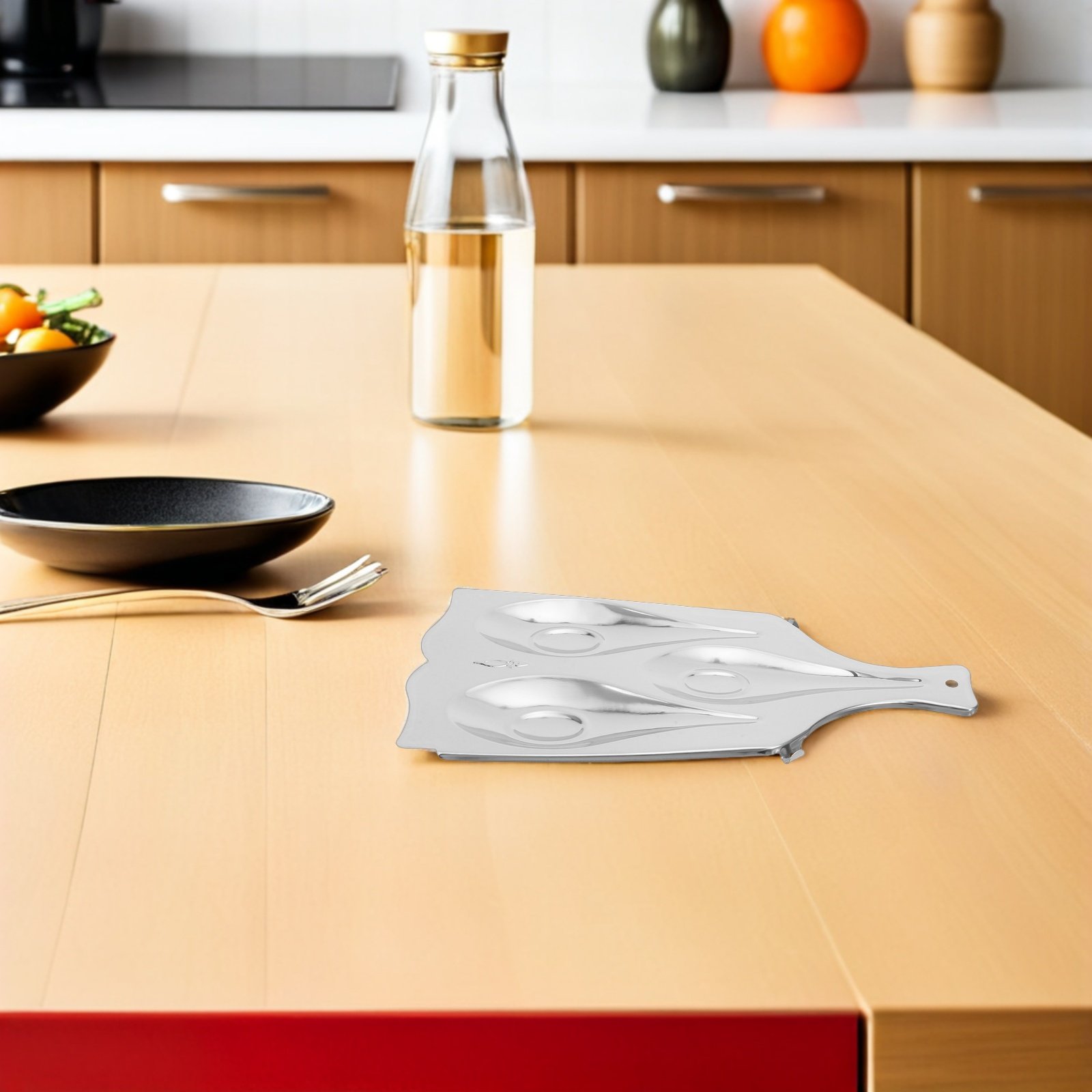 Kitchen Gadgets Under 100 - Penyangga Sendok Tiga Kompartemen dari Baja