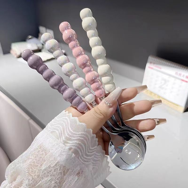 Kitchen Gadgets For Seniors - Sendok gagang mutiara baja tahan karat,