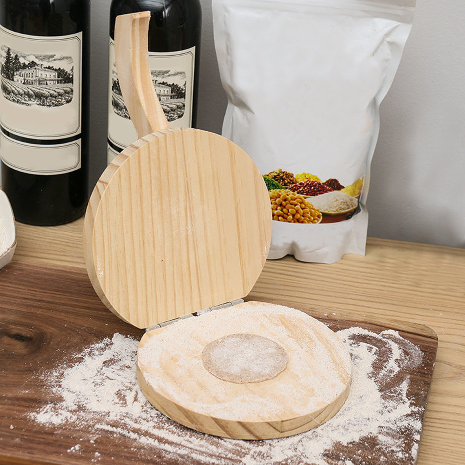 Kitchen Gadgets Dumpling Maker - Cetakan Penekan Kulit Pangsit Gagang Kayu