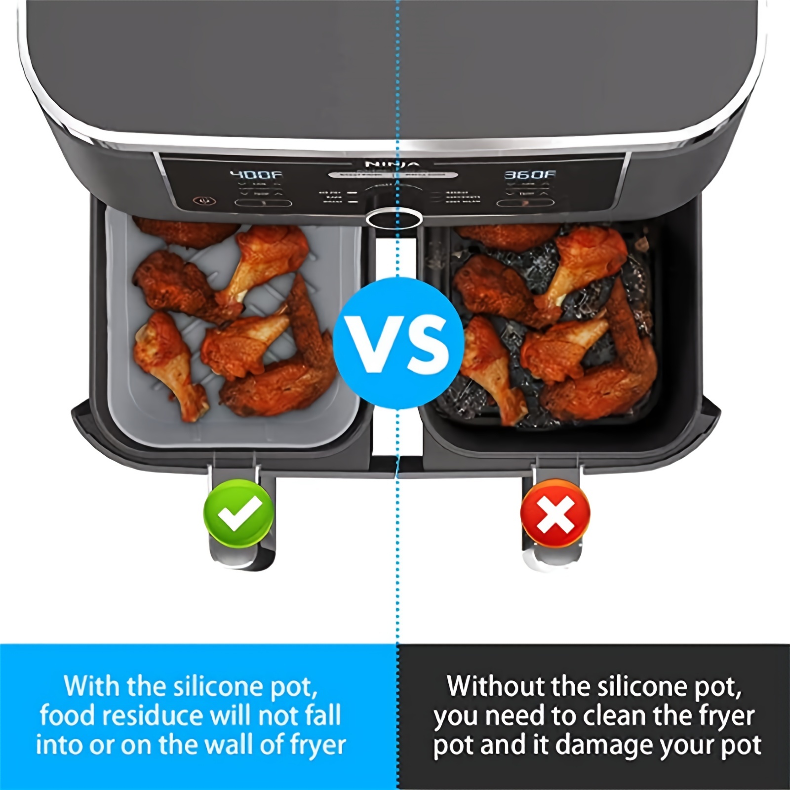 1/2 Buah Baki Silikon Penggore - Air Fryer Accessories ulasan dan harga